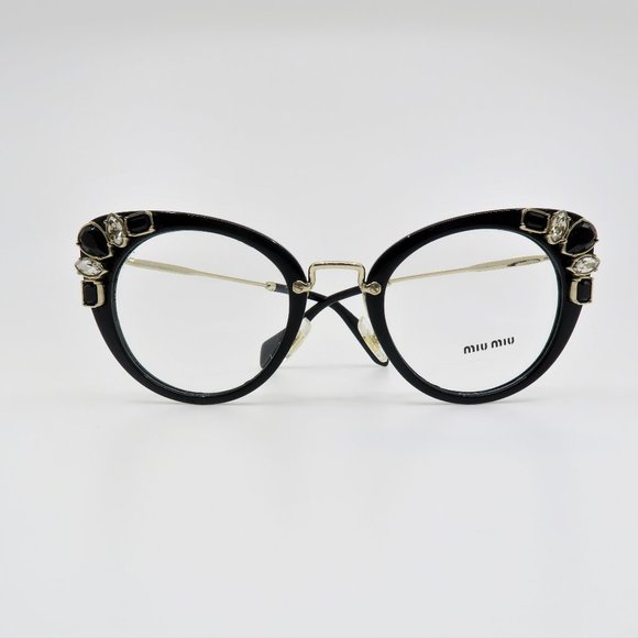 Miu Miu Black/Gold Cat Eye glasses VMU 05P 1AB-1O1 - Picture 2 of 6
